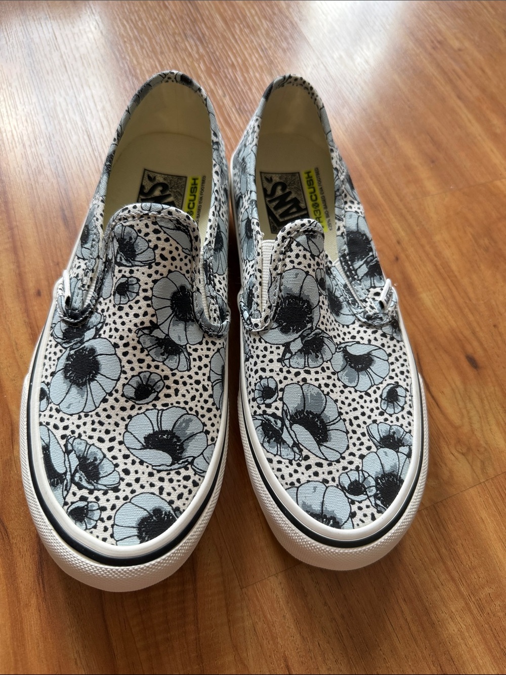 Vans Slip-On Floral Canvas Sneakers - Black & Light Blue